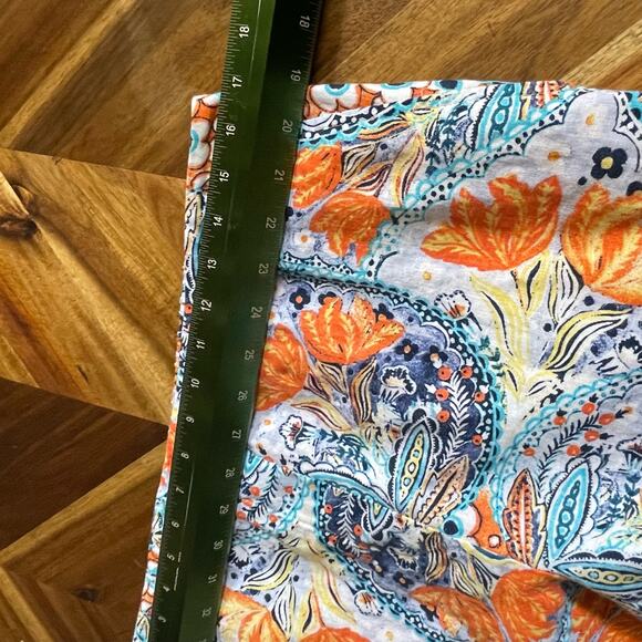 Chicos Pants Paradise Floral‎ 100% Linen Ankle Pullon Pockets Sz 1 US M Tropical - Picture 5 of 8